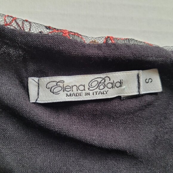 Elena Baldi blouse lacy goth fairy shirt sheer sleeves back floral embroidery - Picture 9 of 13